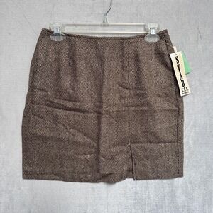 Vintage STAR C.C.C. Skirt Juniors 9/10 Brown Herringbone Tweed Mini Wool USA NOS